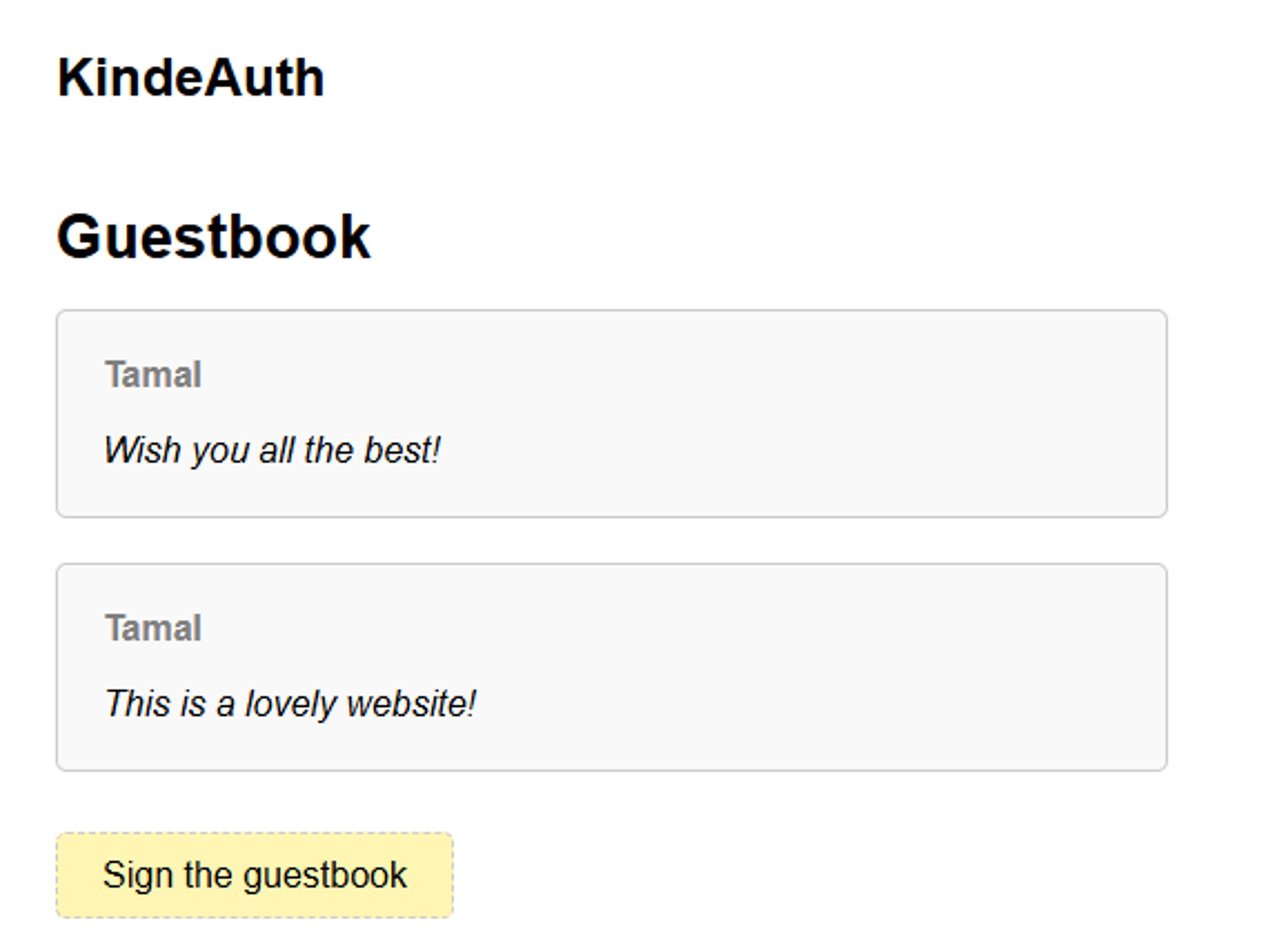 kinde guestbook entries