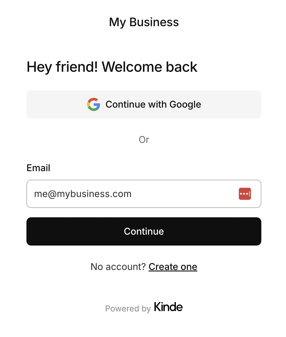 kinde sign in page