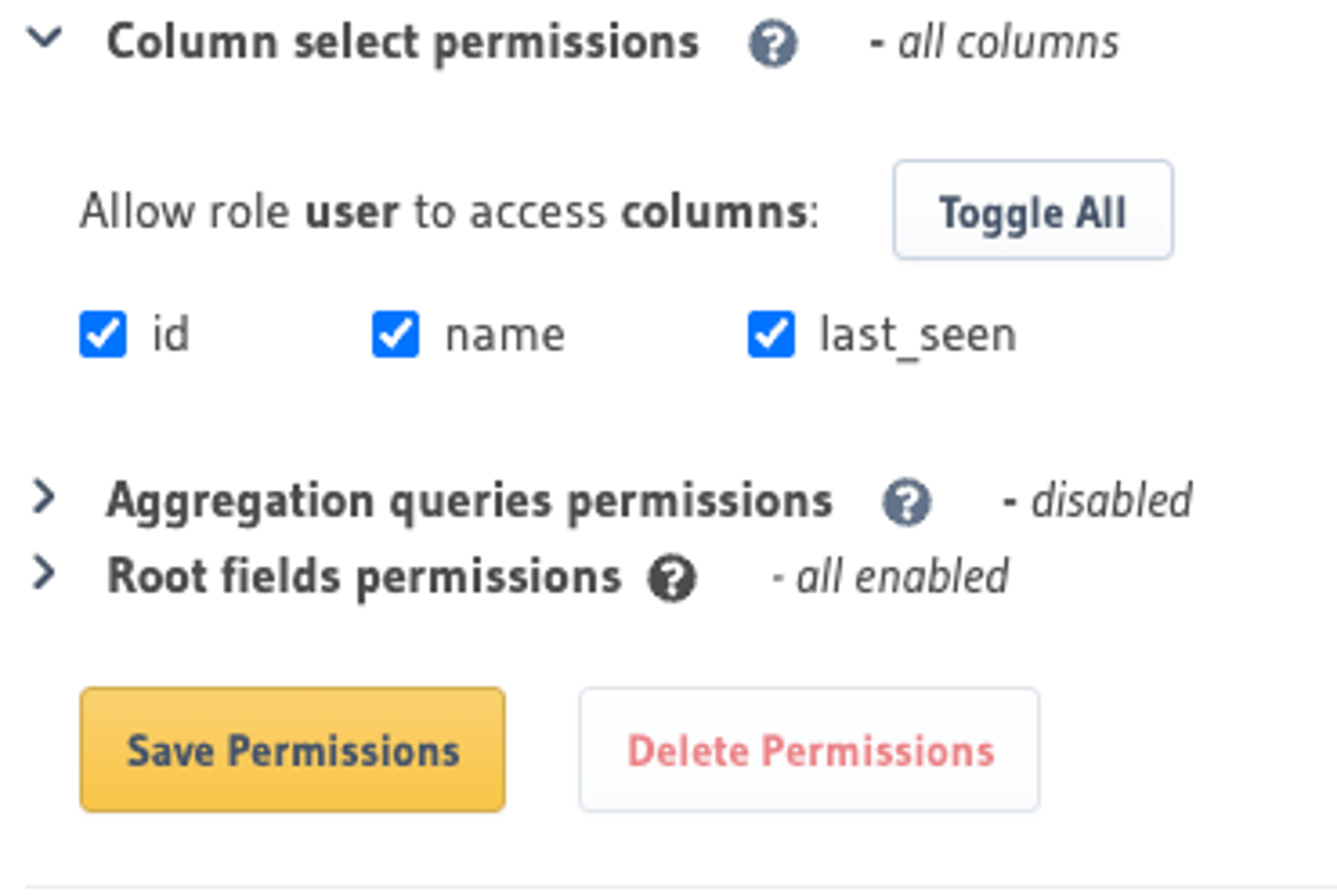 column select permissions