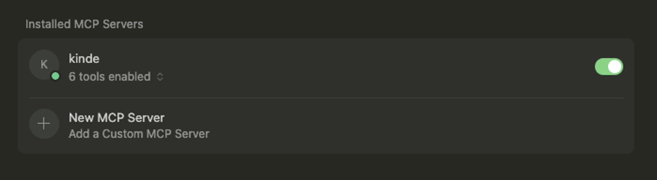 cursor MCP server enabled