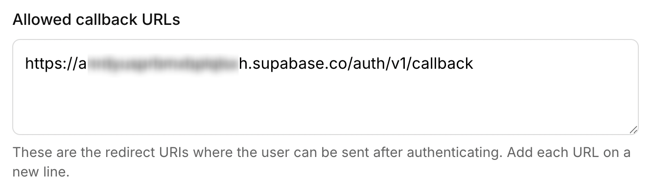 supabase kinde callback url screen