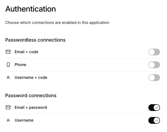 enable email username password authentication