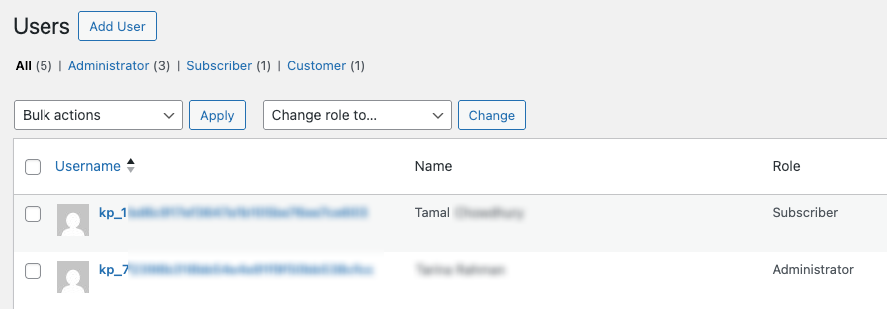wordpress user list