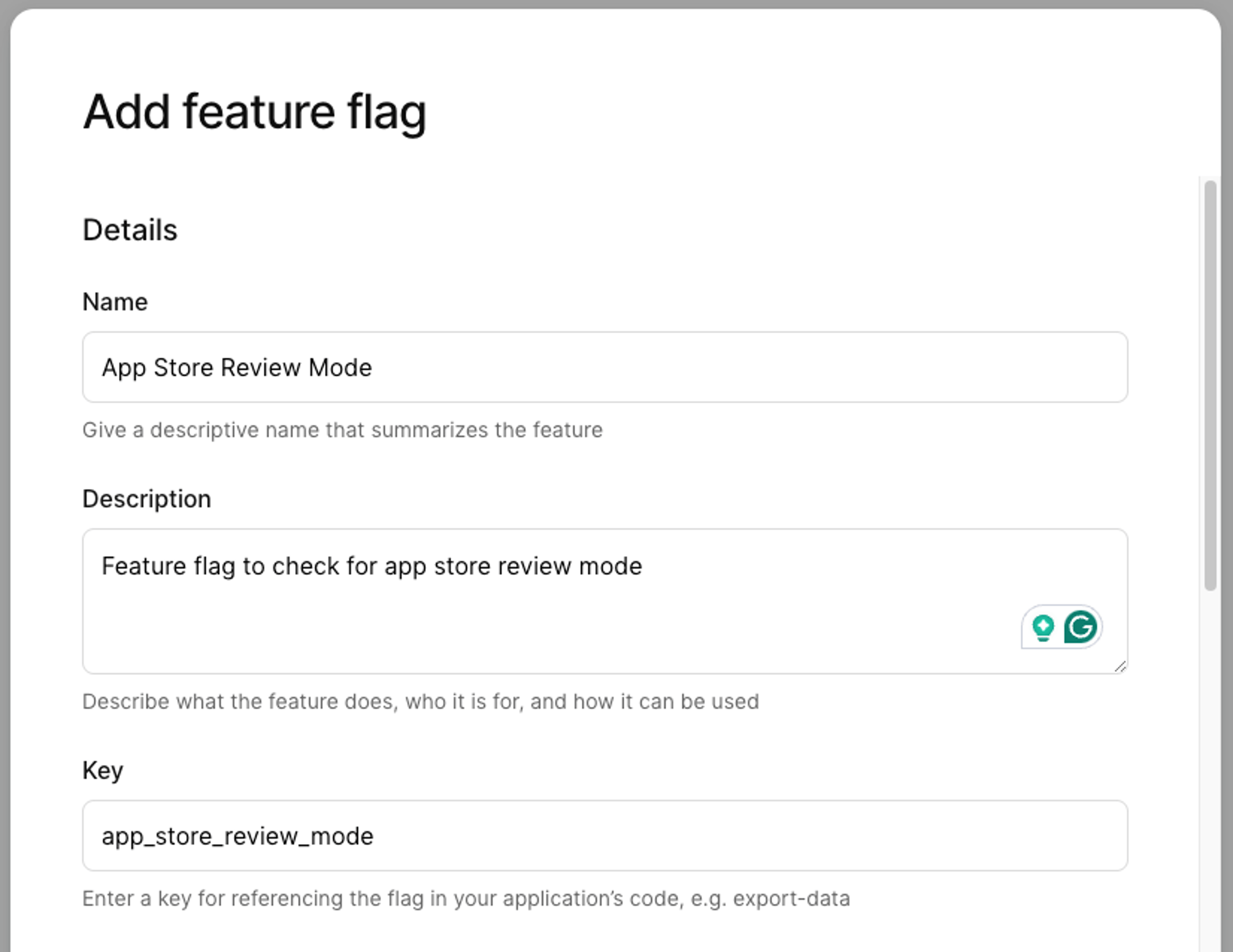 feature flag top half of screen