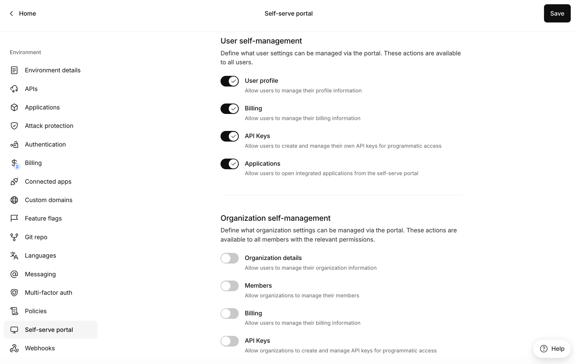 Self-serve portal settings in Kinde