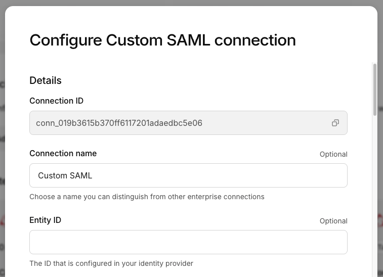 kinde custom saml connection