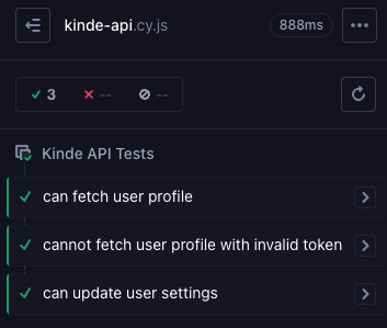Cypress API tests passed
