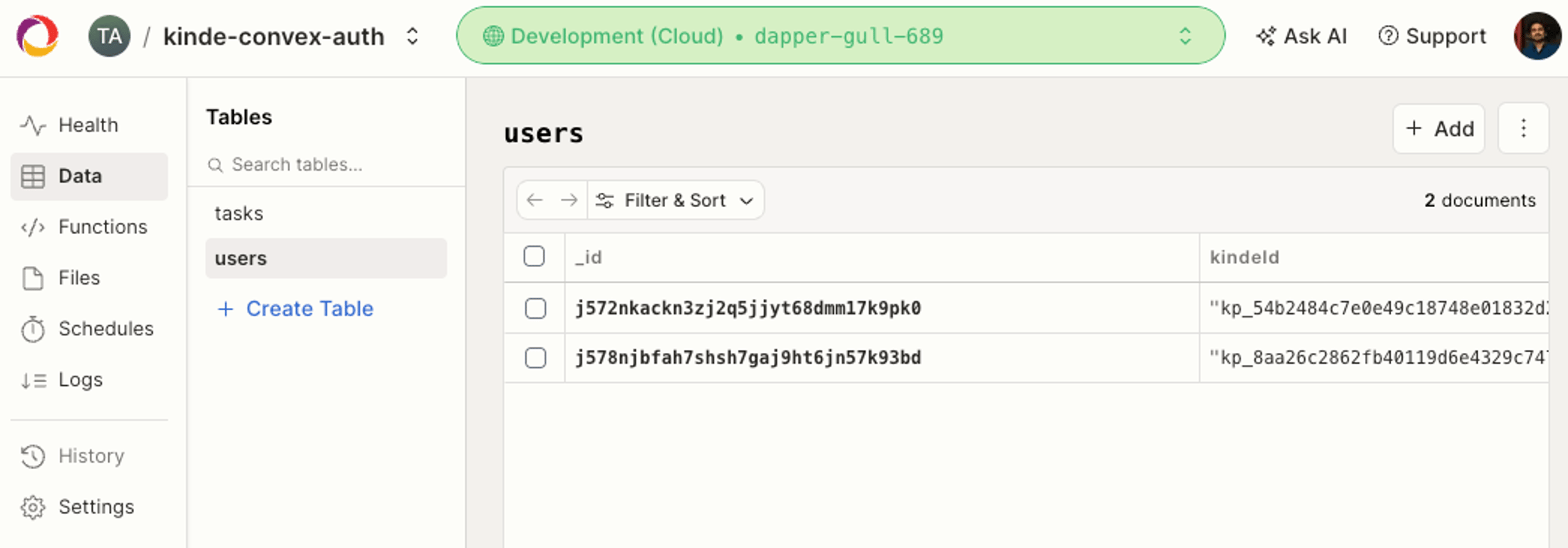 convex users database