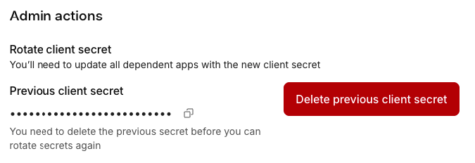 Delete previous client secret