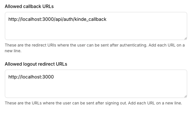 callback and redirect urls in kinde