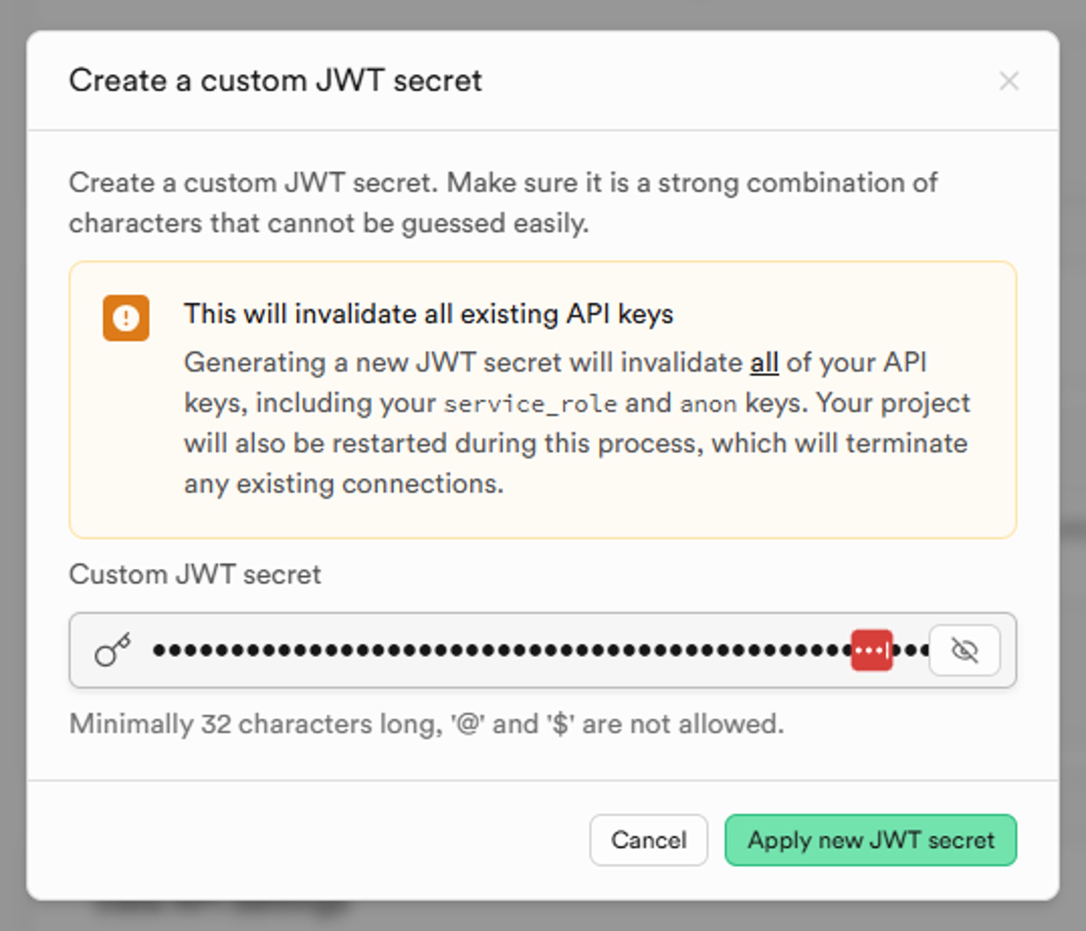 Apply new JWT secret