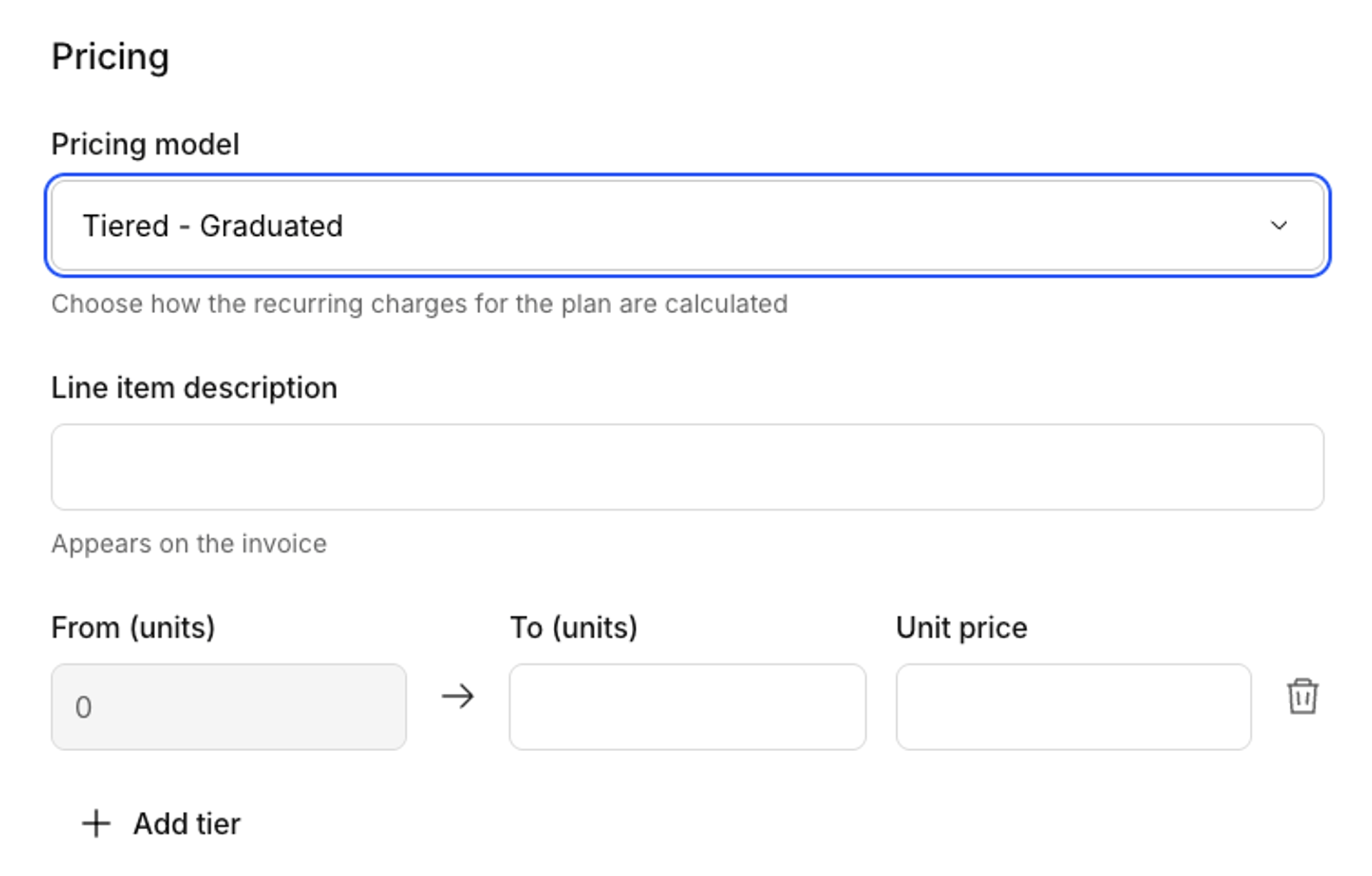 Add feature window, tiered prices