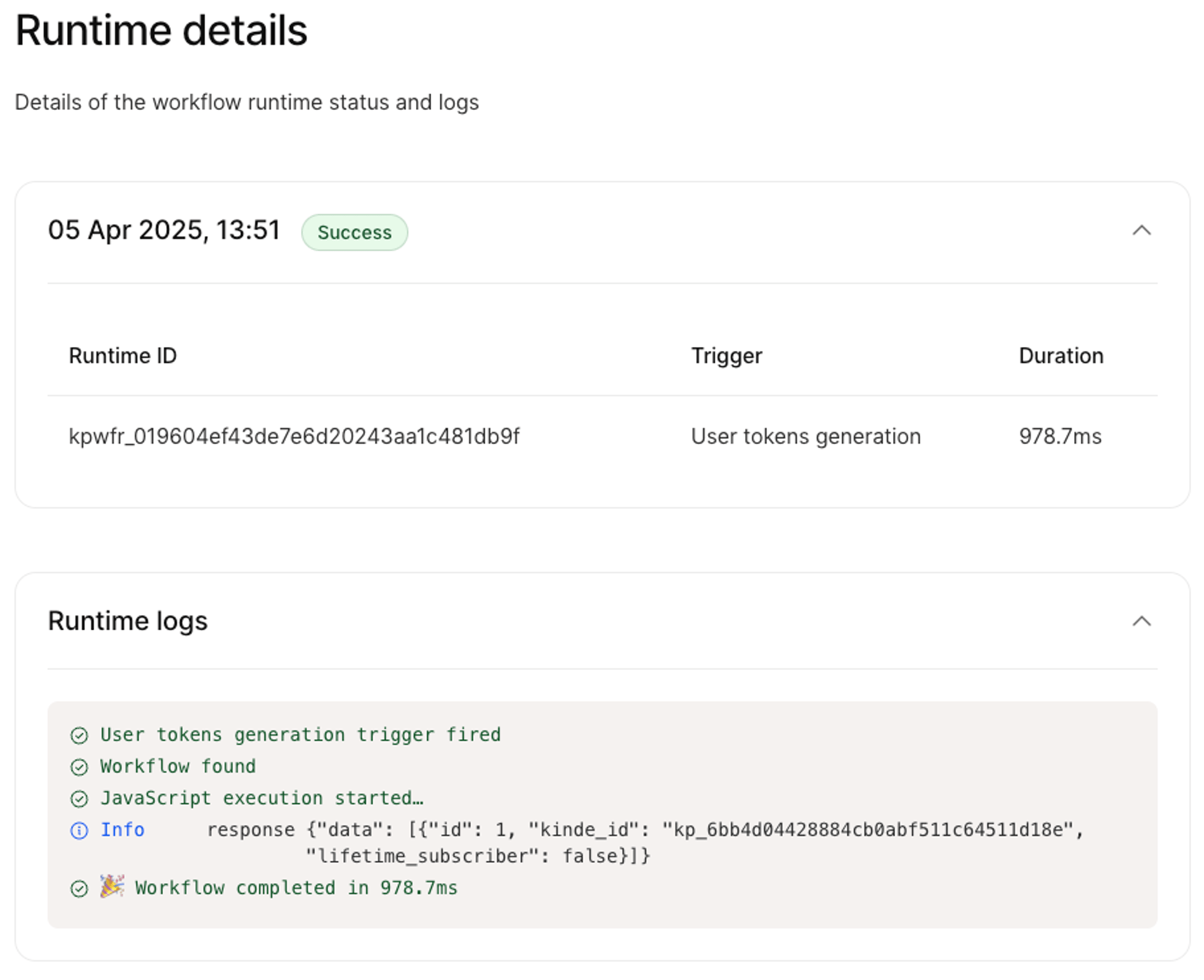 Runtime details