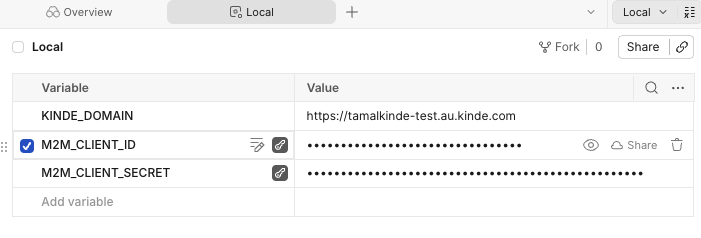 Local environment variables in Postman