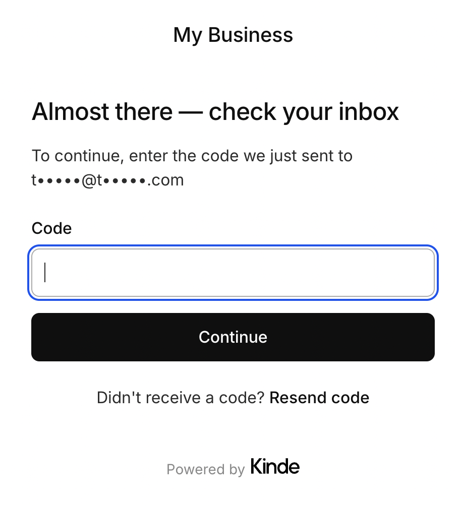 kinde custom sign-in otp verification screen