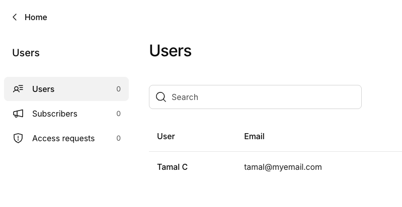 kinde dashboard users page