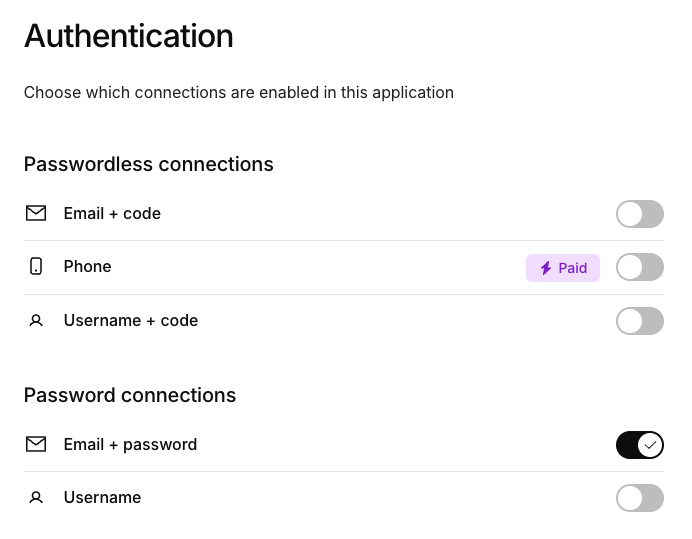 email password authentication in kinde