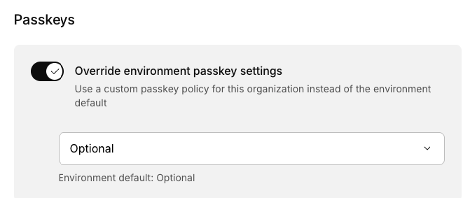 passkey override setting in organization