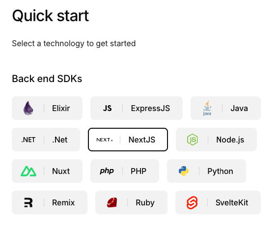 list of backend sdks in kinde