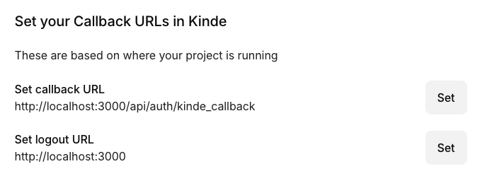 set the callback urls button