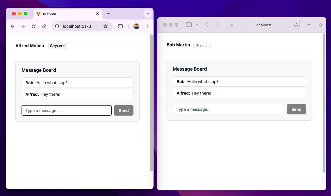 real time application with convex