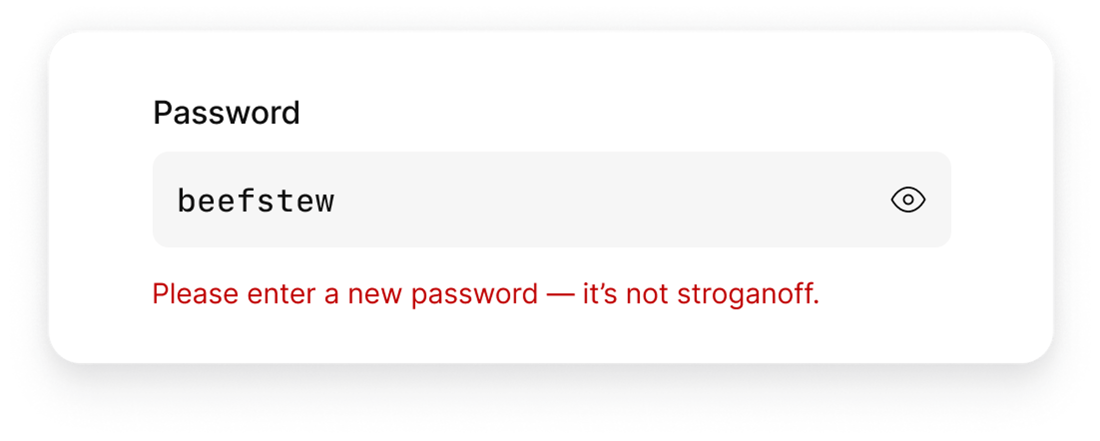 Kinde UI image showing a password error