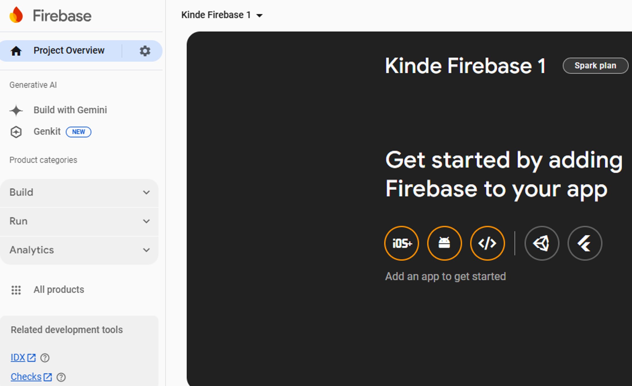 new firebase project