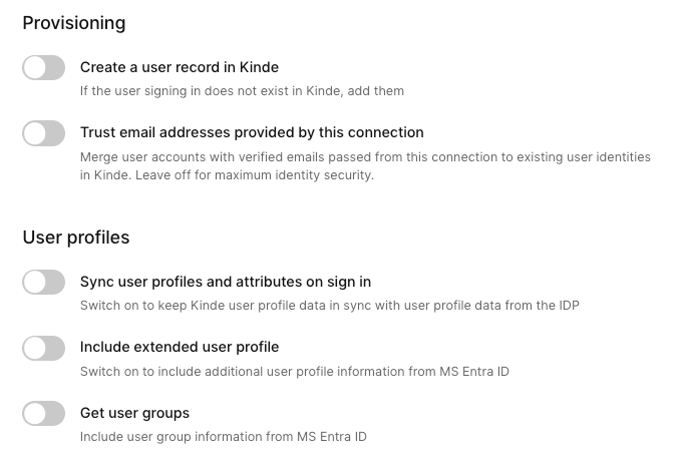 Provisioning config for entra oauth2