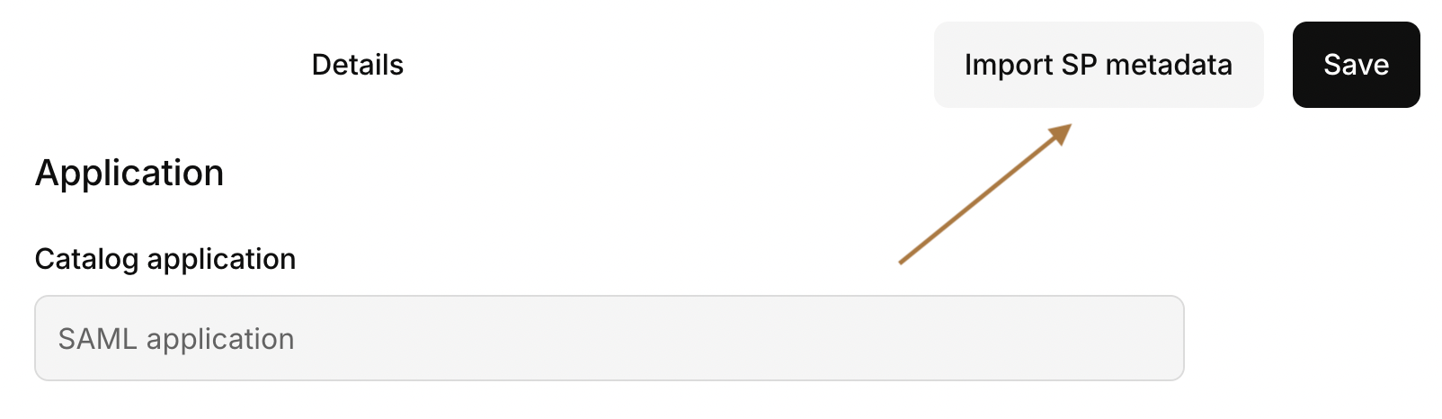 Import SP metadata button in Kinde