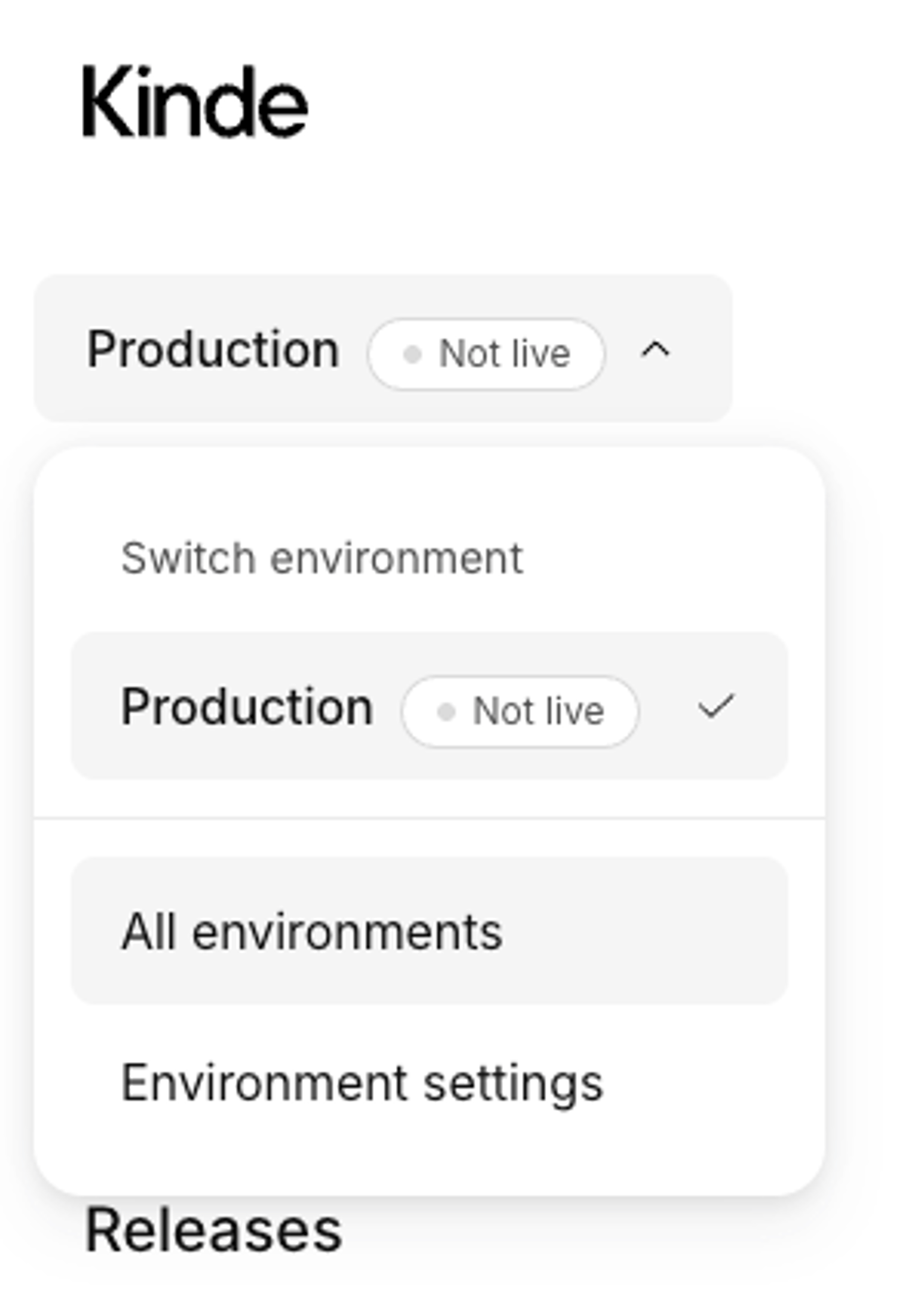 add new environment menu in kinde