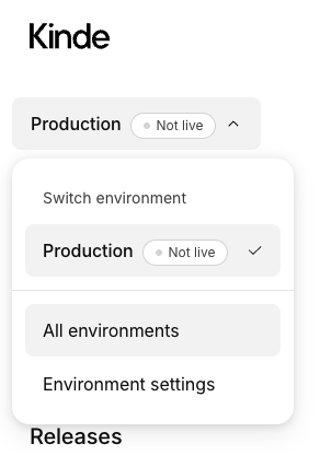add new environment menu in kinde