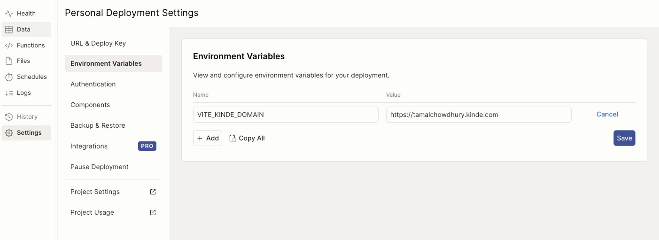 convex setup environment variable