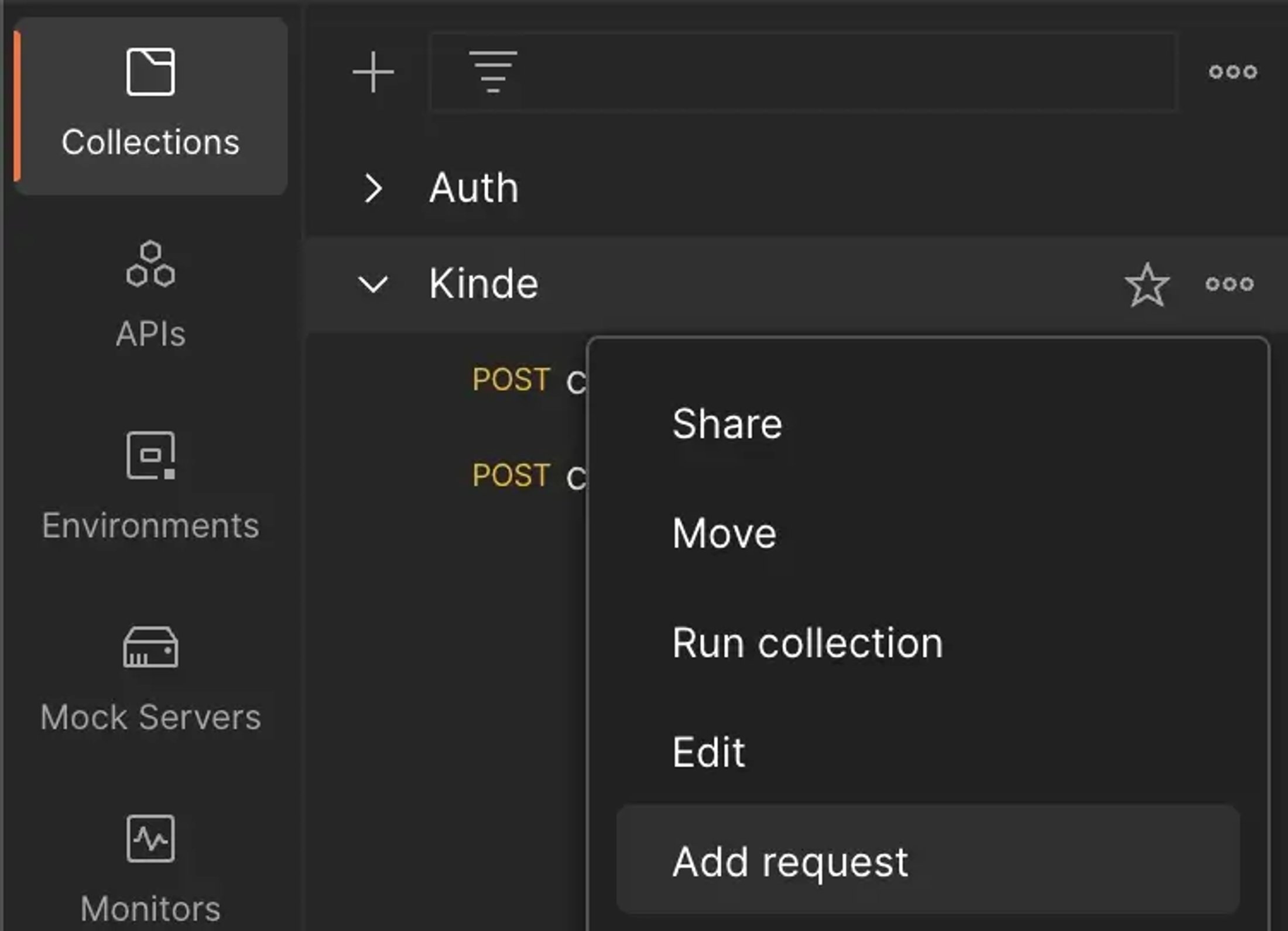 Adding a request in Postman