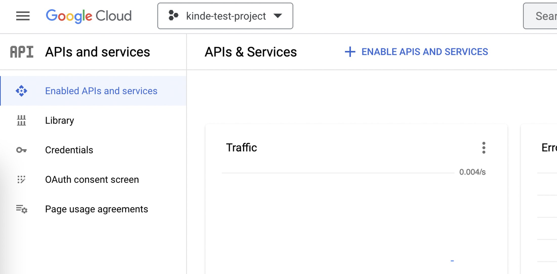 Enabling the API in Google Cloud