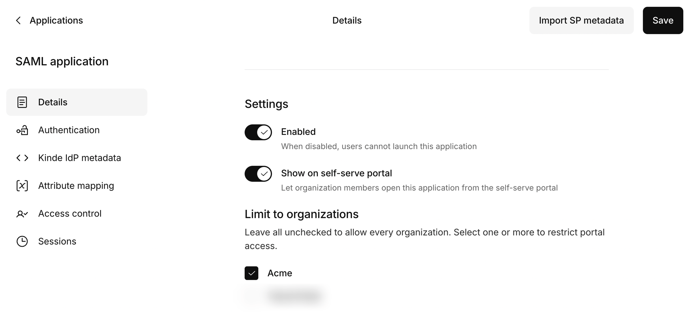 Show on self-serve portal setting in Kinde