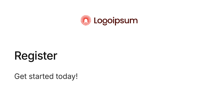 Organization sign-up page displaying the uploaded custom logo