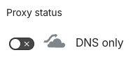 Cloudflare DNS record editor with proxy status set to DNS only