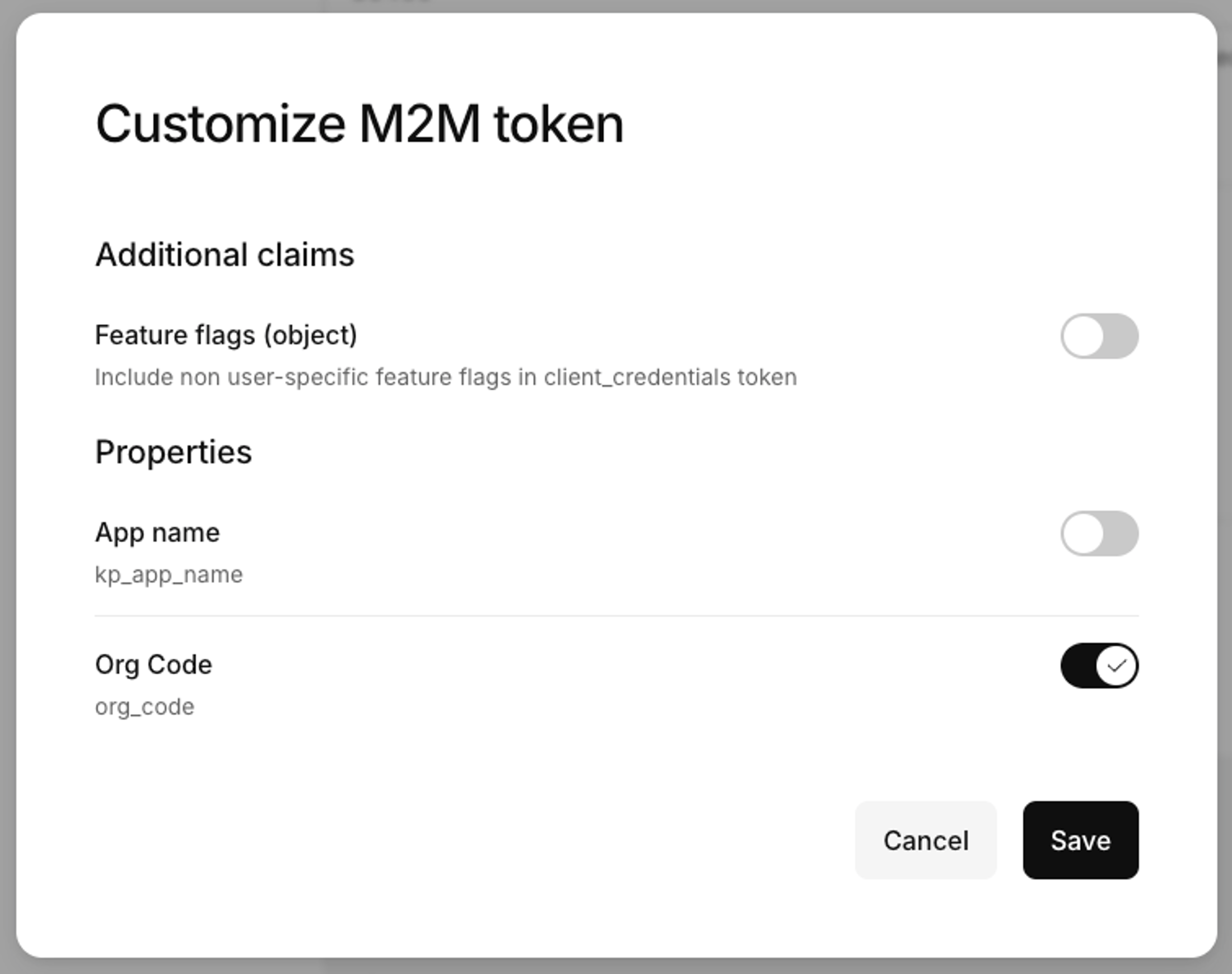 customize m2m token