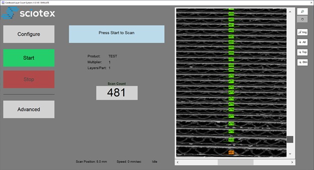 LayerCount software showing the stack edge image and detected layers