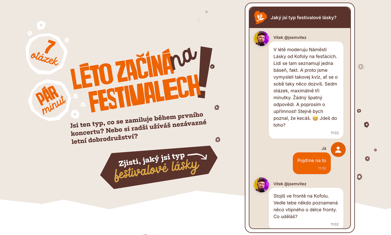 Kofola Náměstí Lásky – duelgo chat Jaký jsi typ festivalové lásky