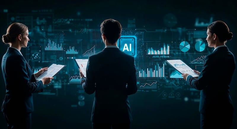 AI data analiz ekibi simgeleyen bir fotoğraf.