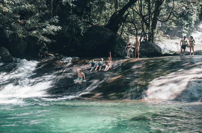 Josephine Falls Natural Rock Water Slide South of Cairns in Tropical North Queensland Cairns Adventure Package Happy Travels