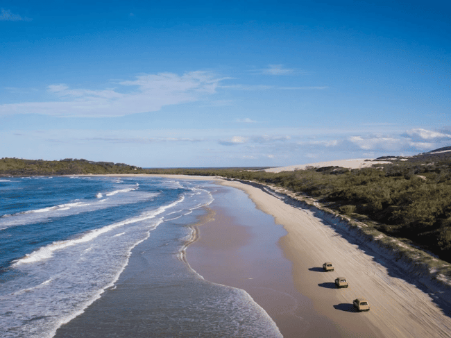 White silica sand and turquoise water at Lake McKenzie K'gari Fraser Island