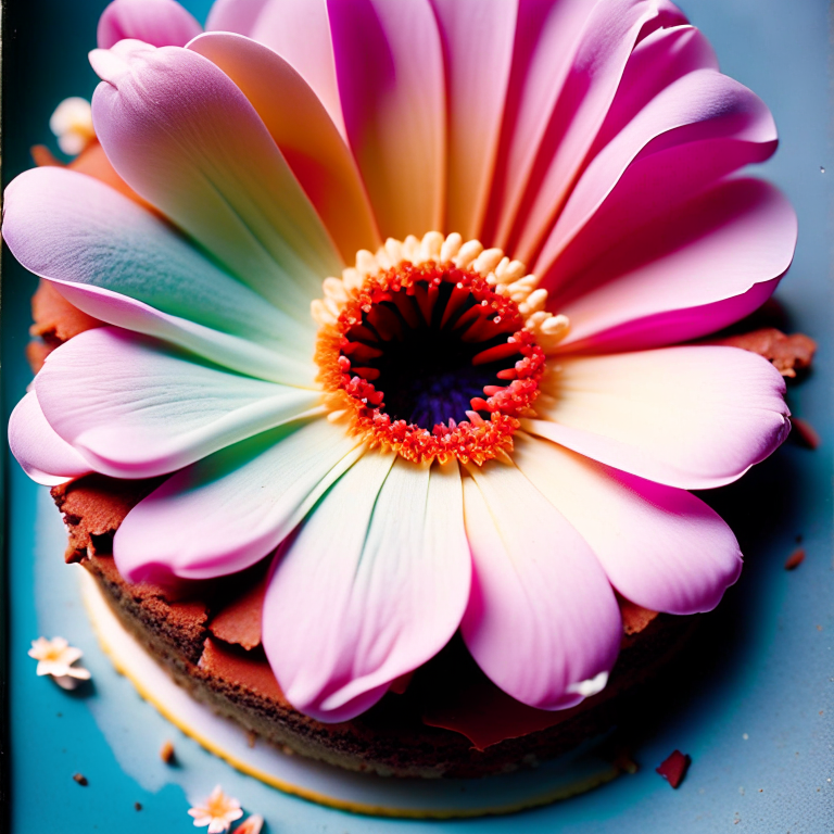 Cake flower with all the petals a different color --fp1k 