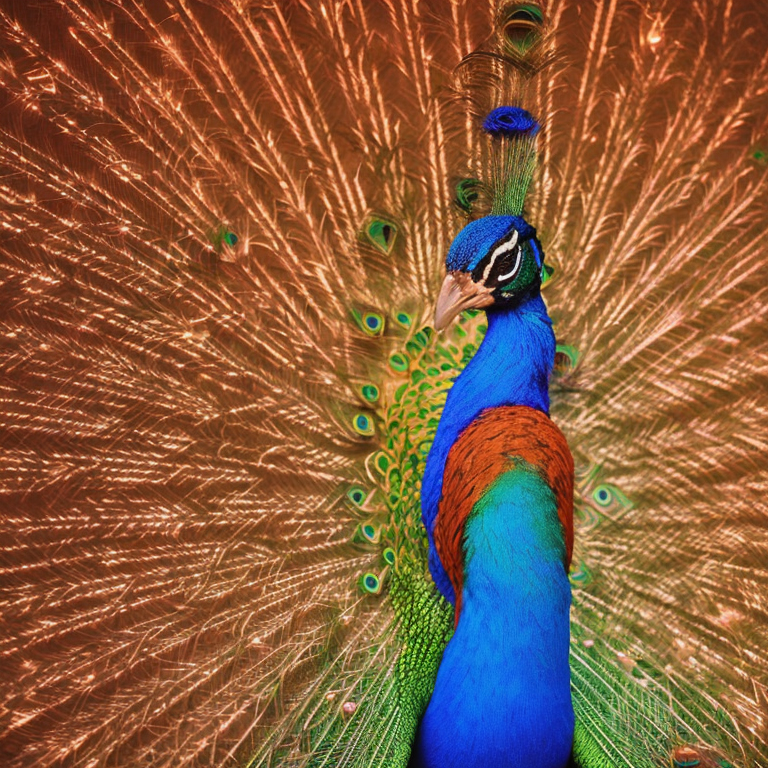 Neon portrait of a peacock.  --lite-brite 