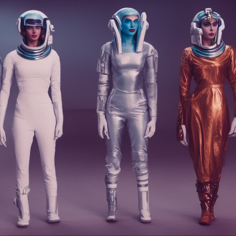 Futuristic space outfits with Egyptian theme 35mm still crossed with obscure ironic subculture reference