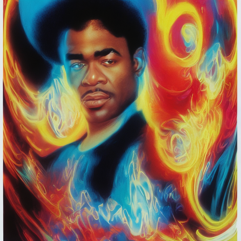 life-affirming, relaxing ronald isley or isaac hayes airbrush sweatshirt | in the style of ralph bakshi