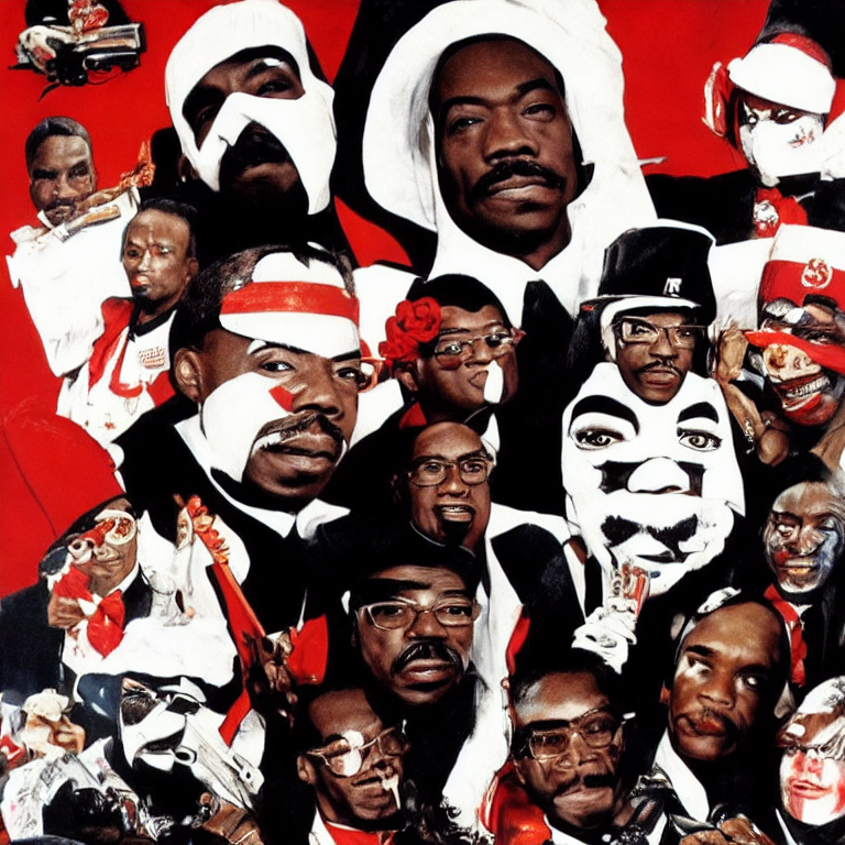 Set it off, Dead Presidents, hop out the trash can painted faces
Eddie Murphy: Trading Places
