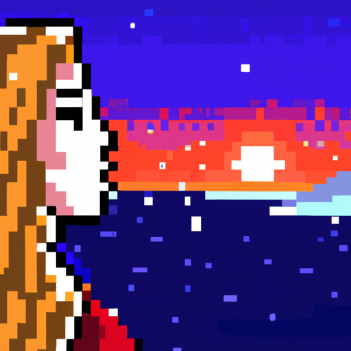 sunset snow contemplation level with blake lively | in the style of sega genesis    --8bit