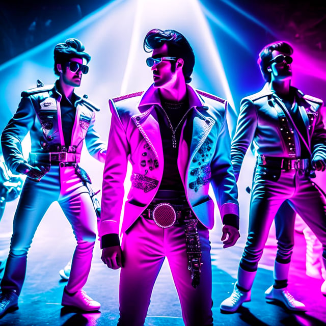 A group of Elvis Presley impersonators each dressed different --fp1k-beauty    